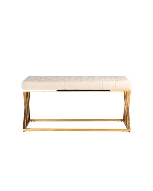 Банкетка ИНСИГНИЯ велюр бежевый сталь золото