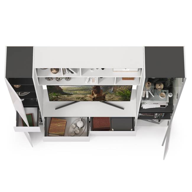 Сидней набор мебели № 42 цвет белый/чёрный/фасады МДФ белый глянец