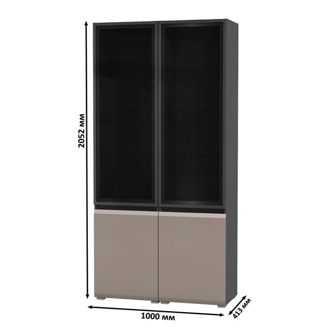 Горка в гостиную Сидней цвет антрацит/МДФ веллюто капучино Горка в гостиную Сидней цвет антрацит/МДФ веллюто капучино