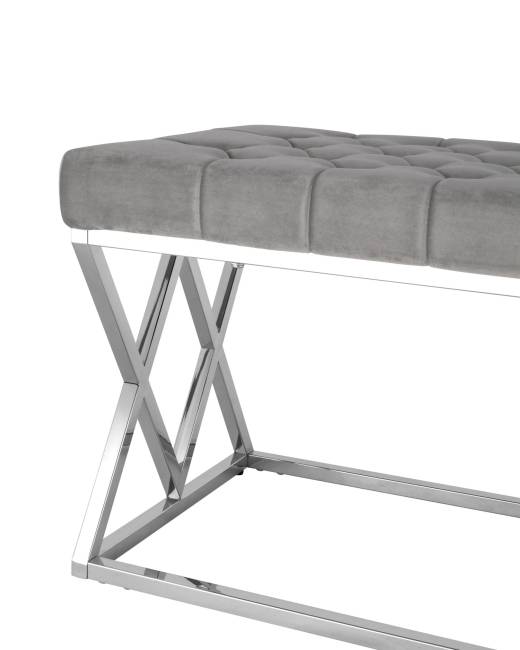 Банкетка ИНСИГНИЯ велюр серый сталь серебро