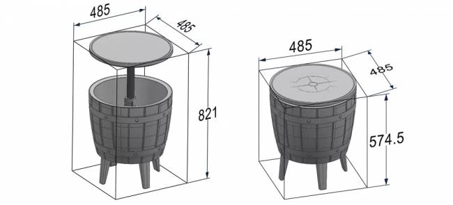 Стол пластиковый мини-бар Nova Cool Bar тортора, белый, тортора Ø485х575/821 мм