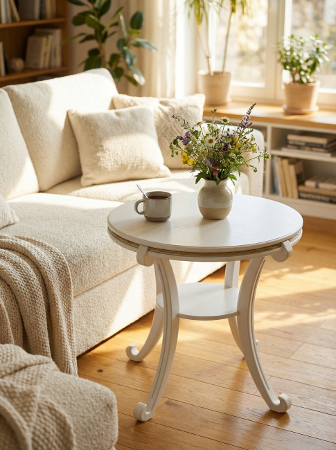 Стол журнальный Глория М молочный дуб Л