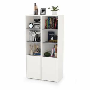 Два стеллажа Торонто 13.13 цвет белый шагрень/стальной серый