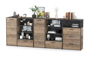 Два комода с ящиком и дверкой и комод с тремя ящиками Трувор цвет дуб гранж песочный/интра