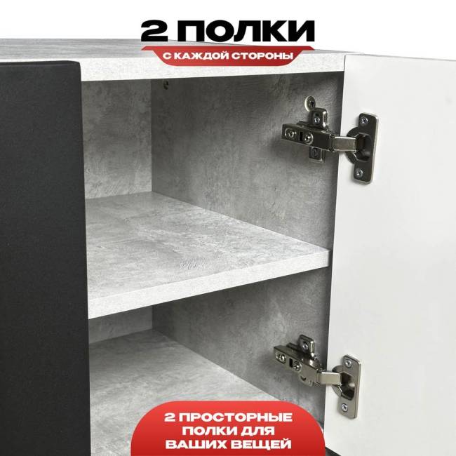 Тумба под ТВ с биокамином SteelHeat LIVORNO IMPULSE 140 см (корпус серый бетон / фасады белый)