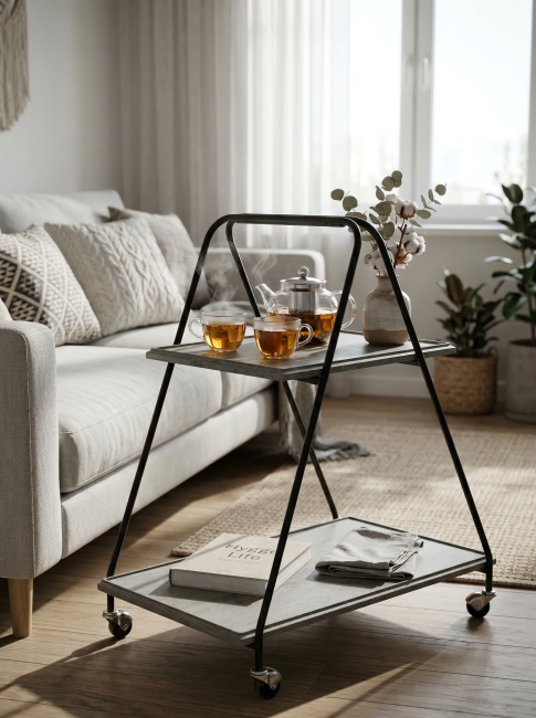 Стол сервировочный Милн черный/серый шпат