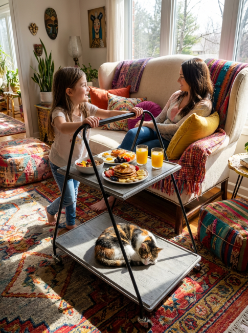 Стол сервировочный Милн черный/серый шпат