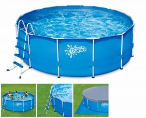 Каркасный бассейн 305x107см, 6300л, лестница, подстилка, тент Каркасный бассейн 305x107см, 6300л, лестница, подстилка, тент