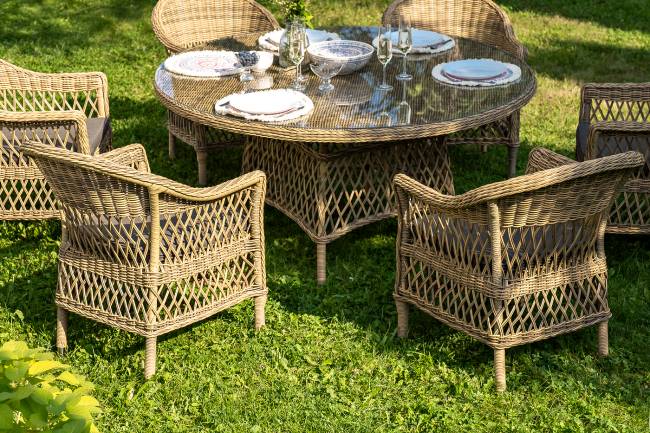 "Эспрессо - 150 S" обеденная группа плетеная, цвет соломенный