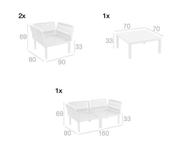 Комплект пластиковой мебели Portofino Lounge белый, бежевый