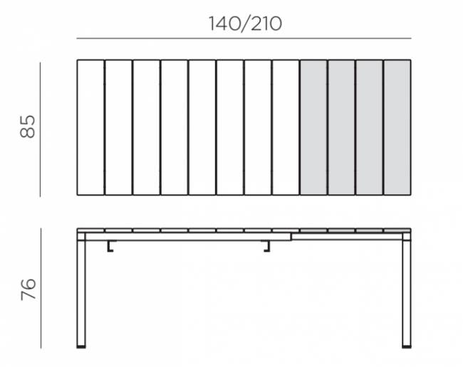 Стол пластиковый раздвижной Rio 140 Extensibile антрацит 1400-2100х850х760 мм