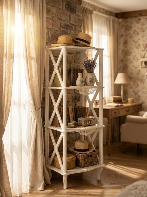 Этажерка-стеллаж Джульетта 3 уровня, дуб шампань Л