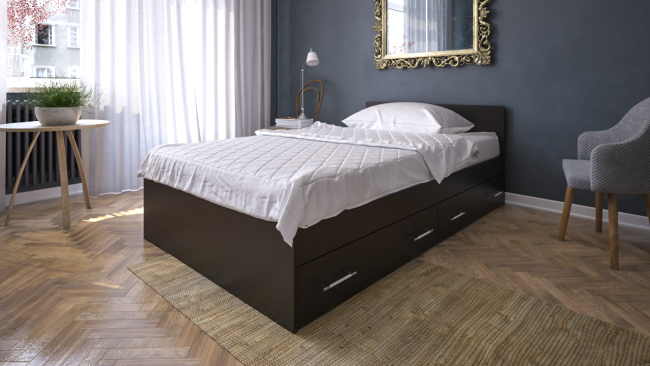 Кровать с ящиками Стандарт 1200 цвет венге