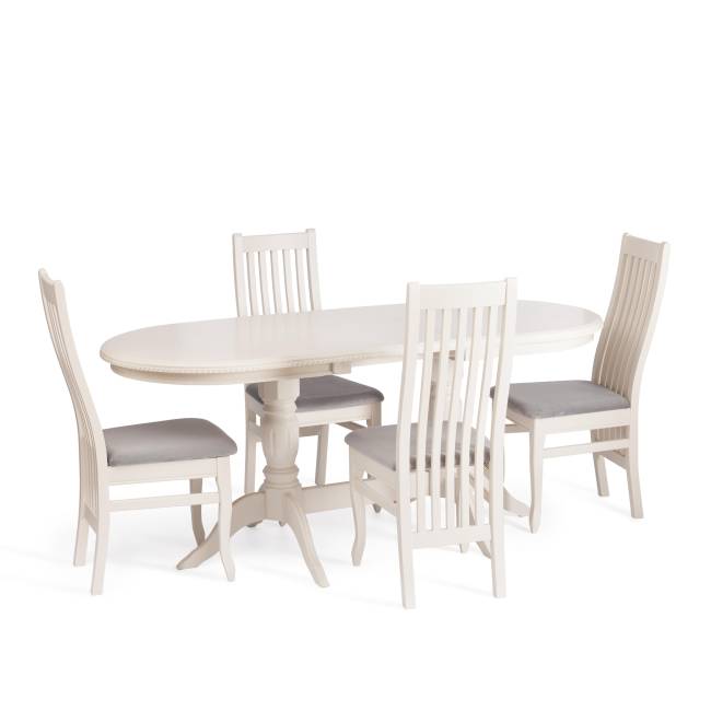 Стол обеденный раздвижной Коппола/Coppola бук, МДФ, 140-180х80х77см, айвори вайт Ivory white бук, мдф