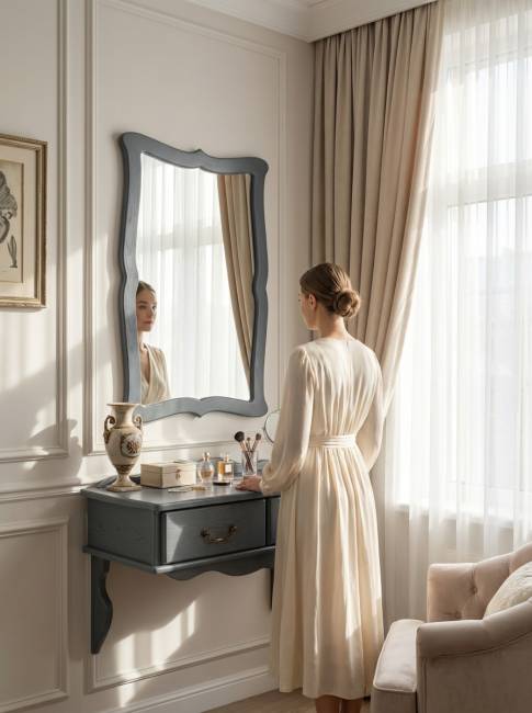 Зеркало навесное Берже 23 серый графит 97 см х 67 см