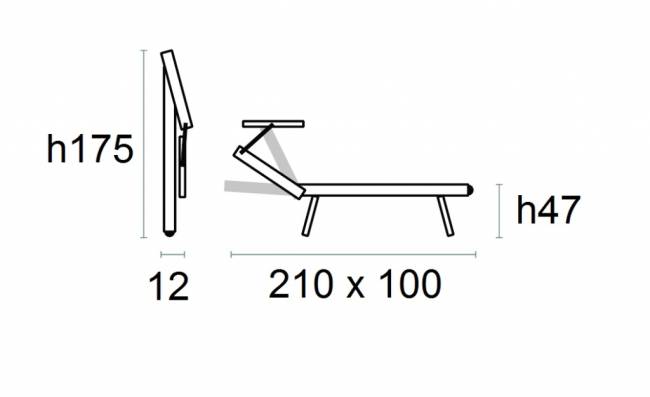 Шезлонг-лежак металлический VIP 2100х1000х470 мм