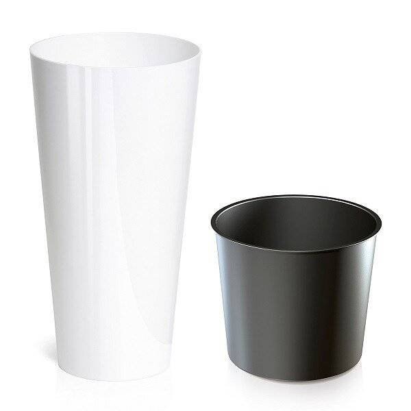 Кашпо для цветов "Prosperplast Tubus Slim Shine", белый, 27+15л