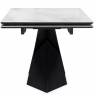 Стол стеклянный Хасселвуд 160(220)х90х77 белый мрамор / черный