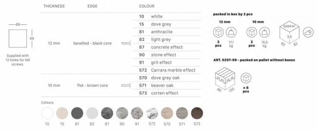 Столешница квадратная Compact Laminate для подстолья Nemo, Domino, Tiffany, Cross состаренный серый дуб 700х700х10 мм