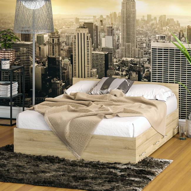 Кровать с ящиками Стандарт 1600 цвет дуб сонома