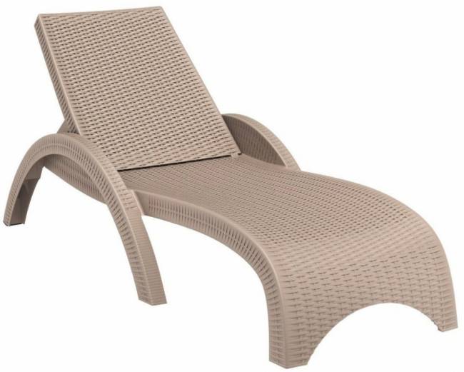 Шезлонг пластиковый с матрасом GS 1009 (Fiji) бежевый, слоновая кость 1870x730x340 мм
