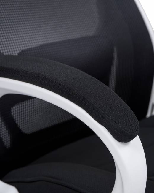 Офисное кресло для руководителей DOBRIN STEVEN WHITE, белый пластик, чёрная ткань