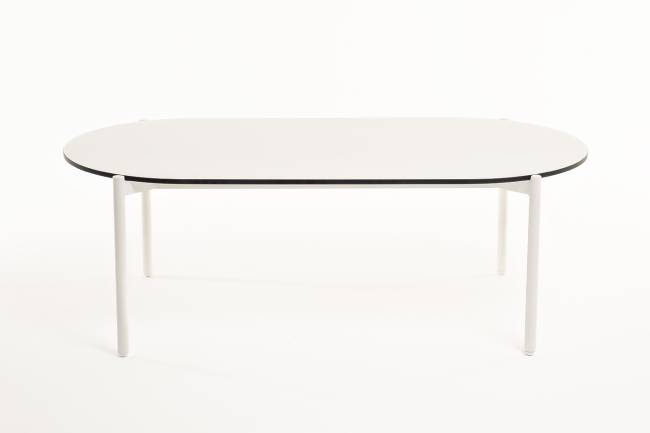 "Диего" журнальный стол из HPL 120х60 H40, каркас белый муар, цвет "молочный"