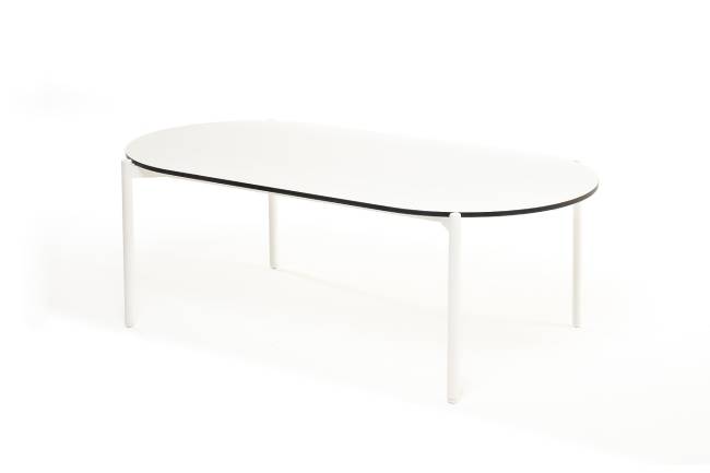 "Диего" журнальный стол из HPL 120х60 H40, каркас белый муар, цвет "молочный"