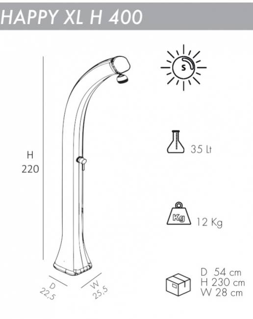 Душ солнечный Happy XL H 400 синий 225х255х2200 мм Душ солнечный Happy XL H 400 синий 225х255х2200 мм