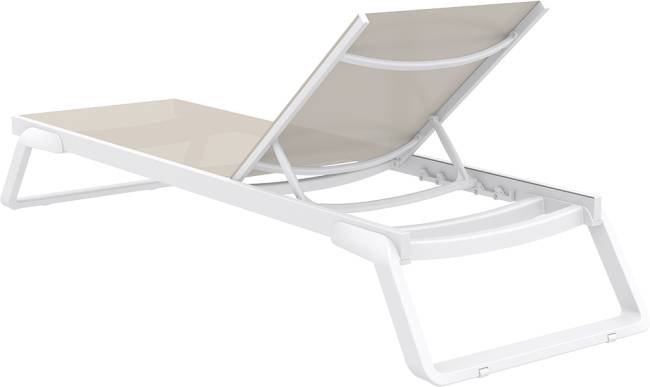 Шезлонг-лежак металлический Tropic белый, бежевый 2100х720х310 мм Шезлонг-лежак металлический Tropic белый, бежевый 2100х720х310 мм