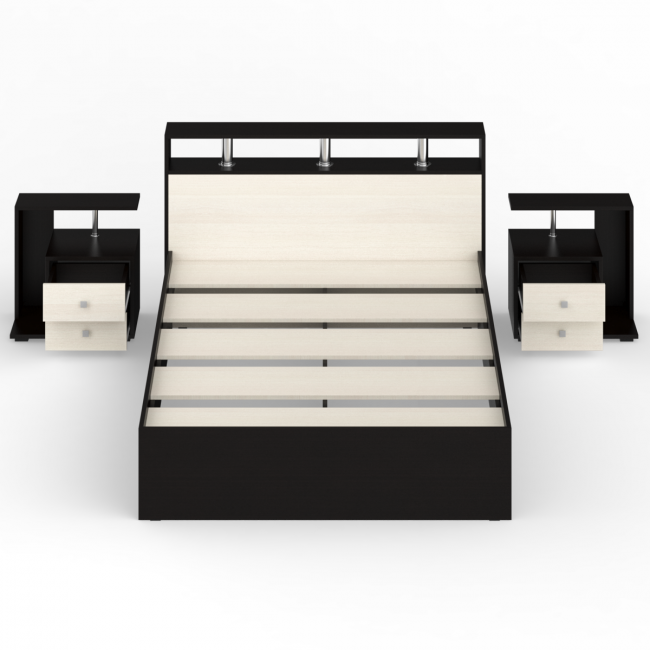 Кровать 1400 Камелия + две тумбы цвет венге/дуб лоредо