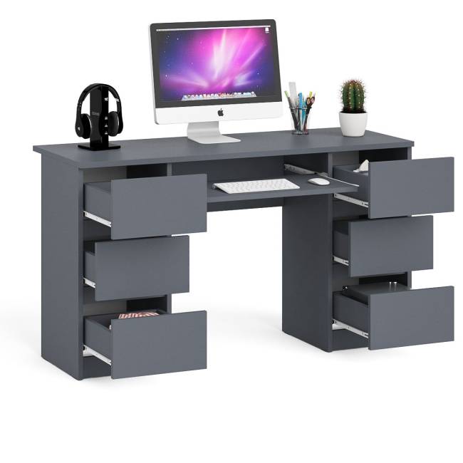Компьютерный стол с двумя тумбами Мори МС-2 цвет графит