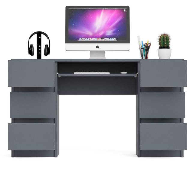 Компьютерный стол с двумя тумбами Мори МС-2 цвет графит