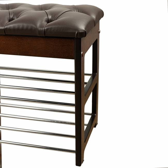 Банкетка Грейс орех, к/з Ева 1, каретная стяжка Л