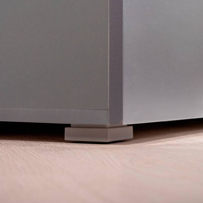 Обувница с пеналом для одежды и двумя вешалками Октава цвет белый шагрень/серый графит/дуб крафт золотой