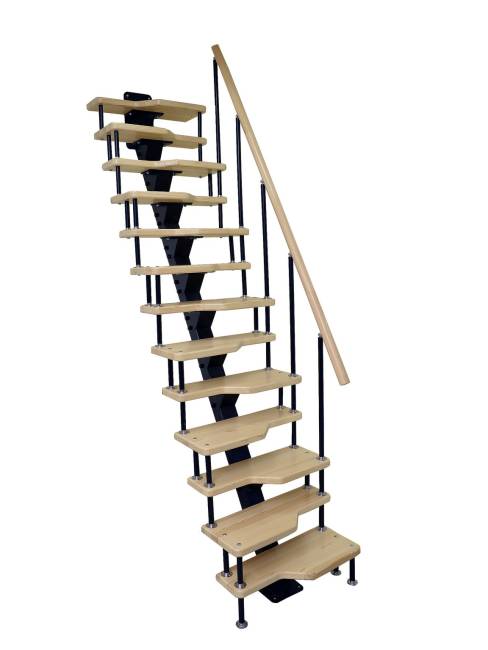 Лестница малогабаритная на монокосоуре «Гусиный шаг» 2400-2600 мм цвет серый