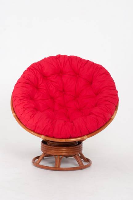 Кресло-качалка "PAPASAN"   коньяк с механизмом красная подушка