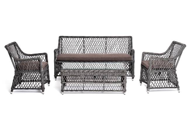 "Асти" лаунж-зона из искусственного ротанга на 4 персоны, цвет графит "Асти" лаунж-зона из искусственного ротанга на 4 персоны, цвет графит