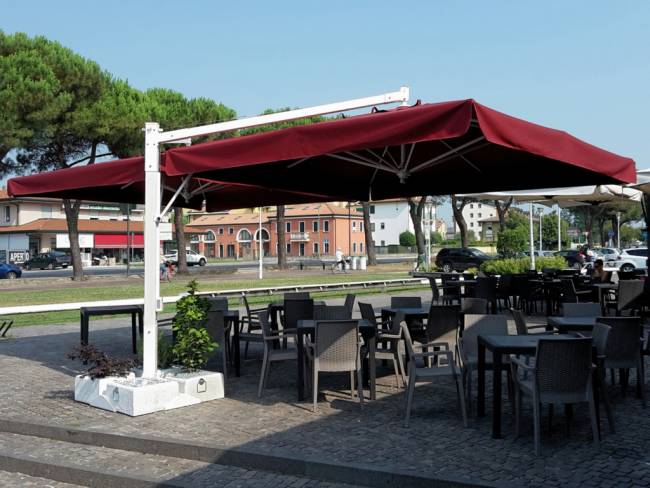 Зонт профессиональный двухкупольный 3х6 м Alu Double Starwhite белый, бордовый 3000х6000 мм Зонт профессиональный двухкупольный 3х6 м Alu Double Starwhite белый, бордовый 3000х6000 мм