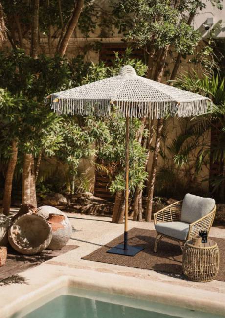 Зонт садовый плетеный Ø2.5 м Boho Macrame натуральный Ø2500 мм