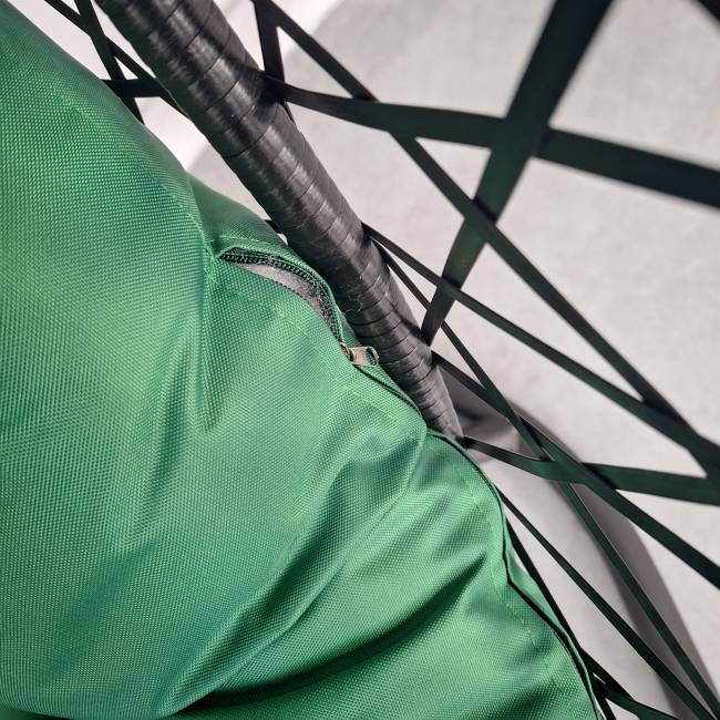 Кресло подвесное Кокон XL (стойка+основание.черн.,корзн.черн.,подуш тём-зеленый)