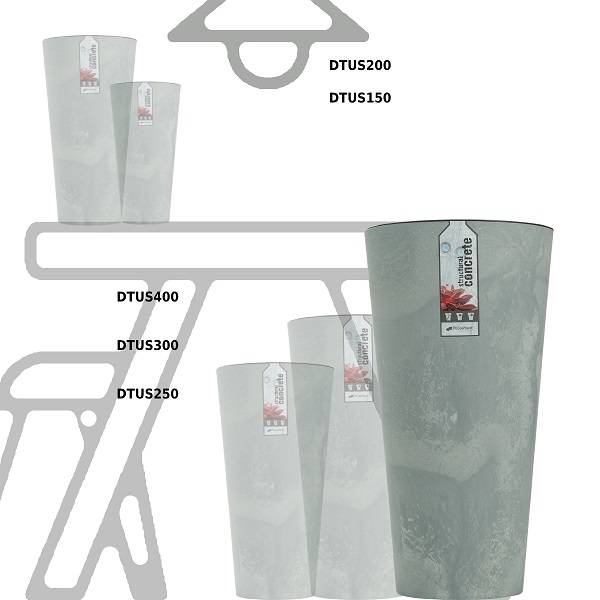 Кашпо для цветов Tubus Slim Beton DTUS400E-422U бетон 2 предмета 35 и 64 л