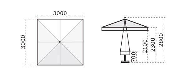 Зонт профессиональный 3х3 м Napoli Standard антрацит 3000х3000 мм