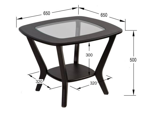 Стол журнальный Мельбурн со стеклом венге/венге