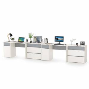 Два письменных стола и два комода Торонто цвет белый шагрень/стальной серый Два письменных стола и два комода Торонто цвет белый шагрень/стальной серый