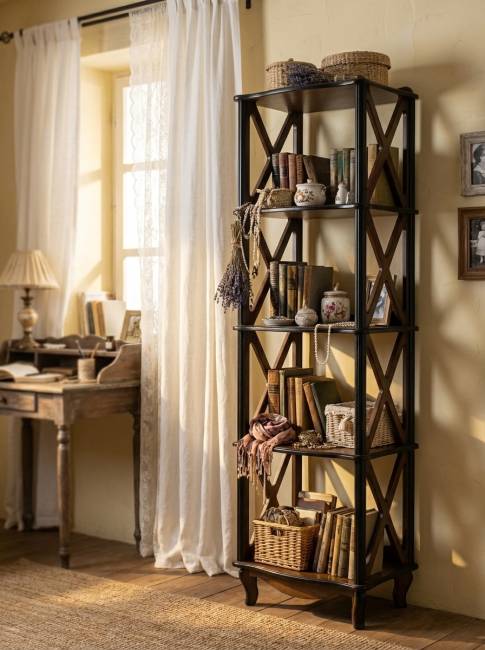 Этажерка-стеллаж Джульетта 4 уровня, орех Л