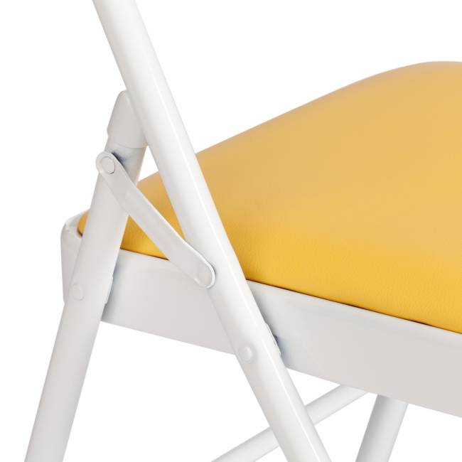 Стул складной FOLDER (mod. 3022G) каркас: металл, сиденье/спинка: экокожа, 46.5 х 47.5 х 79 см, yellow (желтый) / white (белый) (Комплект из 6 шт.) желтый, белый каркас: металл, сиденье/спинка: экокожа