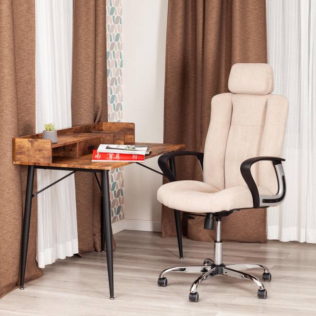 Кресло Оксфорд/Oxford хром флок , бежевый, 7 бежевый флок