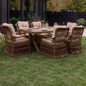 Обеденный комплект ISABELLA из искусственного ротанга (коричневый)