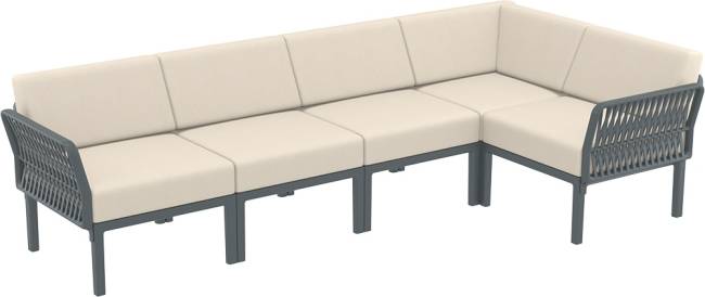 Комплект пластиковой мебели Portofino Lounge Corner темно-серый, бежевый